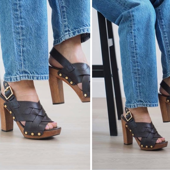 Tory Burch Brown Leather Platform Sandals/Heels - Picture 9 of 10